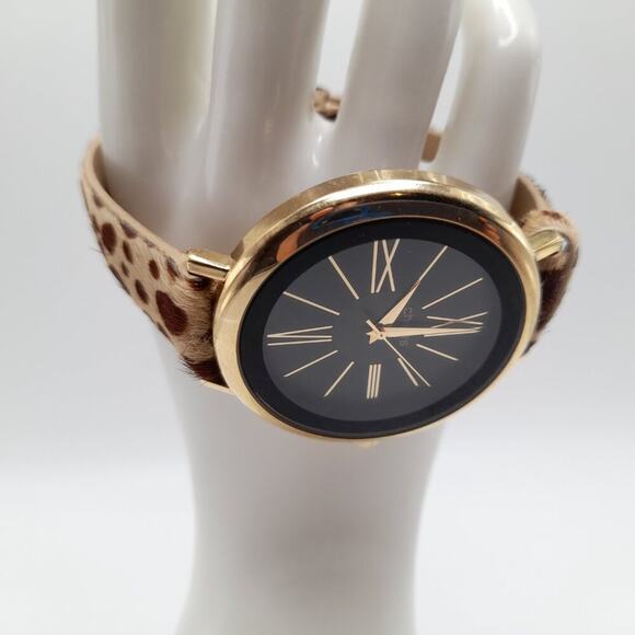 Chico's Animal Print Black Face Watch, Calf Skin Band, Needs Battery, 9 1/2 Inch - Picture 3 of 12